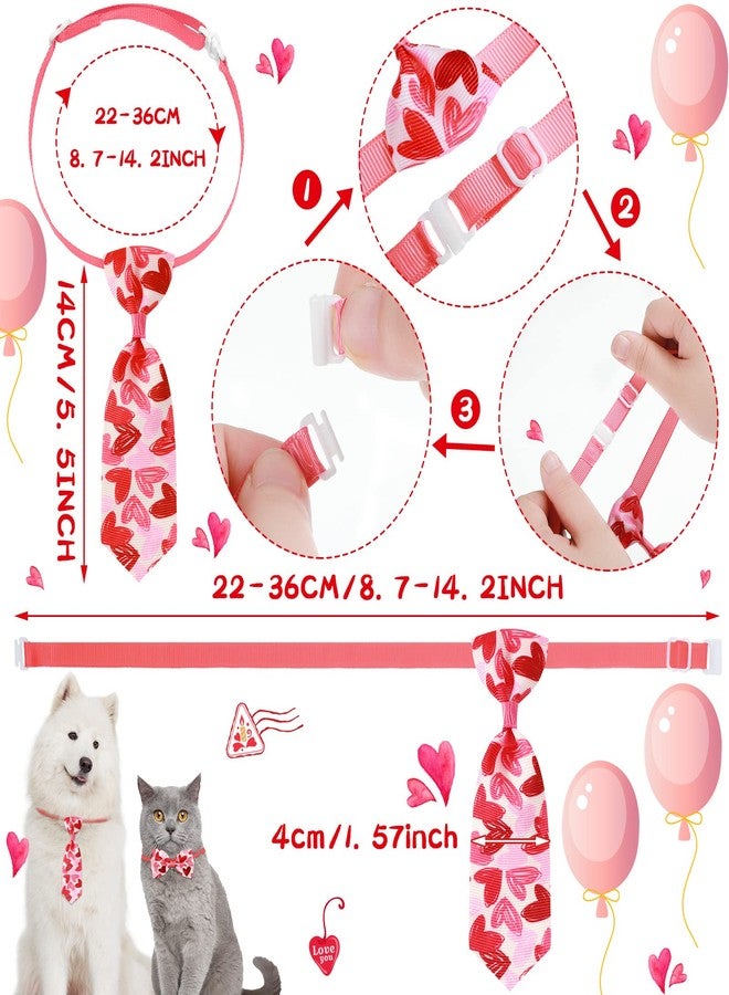 Saintrygo 24 Pcs Valentine Dog Bow Collar and Bandana Set Includes 10 Lovely Heart Bowties 10 Adjustable Puppy Neckties 4 Pet Triangle Scarf for Pet Costume Accessories Pink Decoration - Image 4